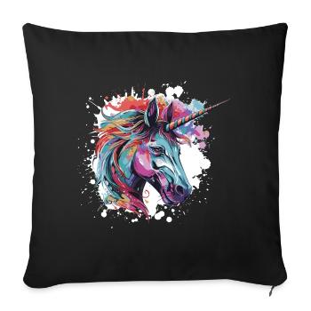 Unicorn Head Portrait - Sofa pillowcase 17,3'' x 17,3'' (45 x 45 cm) - black - Front