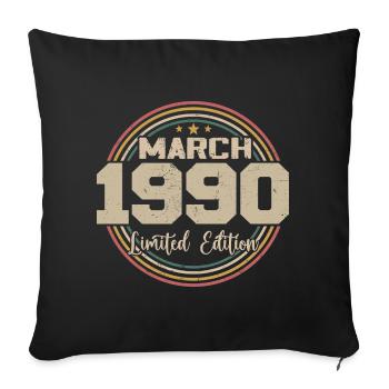 Awesome Since March 1990 Birthday 1990 Gift - Sofa pillowcase 17,3'' x 17,3'' (45 x 45 cm) - black - Front