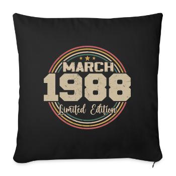 Tolles Geschenk zum Geburtstag 1988 seit März 1988 - Sofakissenbezug 45 x 45 cm - Schwarz - Vorne