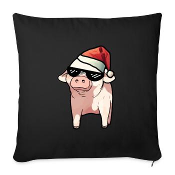 Christmas Meme Pig Piglet Glasses Santa Claus - Sofa pillowcase 17,3'' x 17,3'' (45 x 45 cm) - black - Front