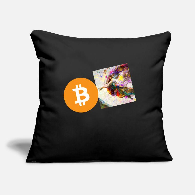Main de création de crypto-monnaies 6 Bitcoin BTC Housse de coussin décorative 45 x 45 cm