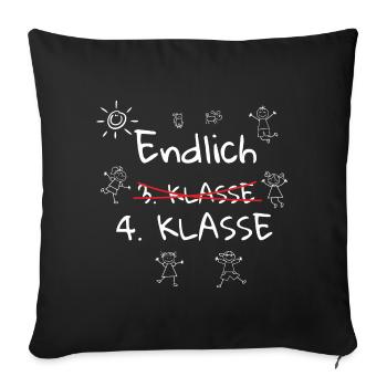 4.Klasse Schulkind Erster Schultag Vierte Klasse - Sofakissenbezug 45 x 45 cm - Schwarz - Vorne