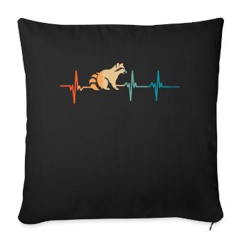 Raccoon Heartbeat - Sofa pillowcase 17,3'' x 17,3'' (45 x 45 cm) - black - Front