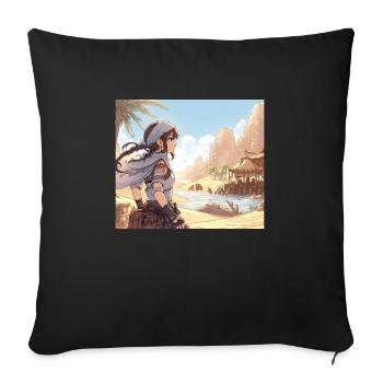 Manga Desert Girl - Sofakissenbezug 45 x 45 cm - Schwarz - Vorne