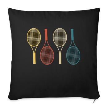 Vintage Retro Tennis Racket - Sofa pillowcase 17,3'' x 17,3'' (45 x 45 cm) - black - Front