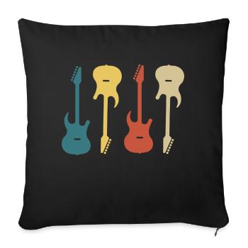 guitare rétro vintage - Housse de coussin décorative 45 x 45 cm - noir - Devant