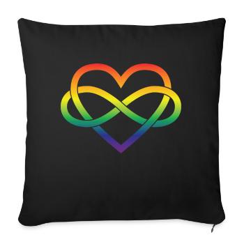 Polyamory Infinity Heart - Rainbow - Sofa pillowcase 17,3'' x 17,3'' (45 x 45 cm) - black - Front