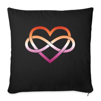 Polyamory Infinity Heart - Lesbian - Sofa pillowcase 17,3'' x 17,3'' (45 x 45 cm) - black - Front
