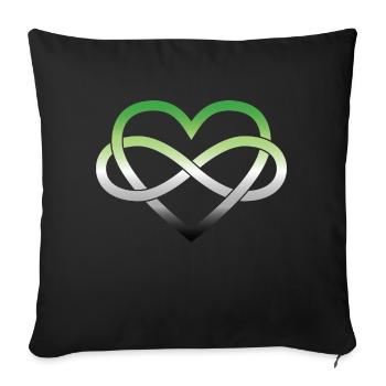 Polyamory Infinity Heart - Aromantic - Sofa pillowcase 17,3'' x 17,3'' (45 x 45 cm) - black - Front