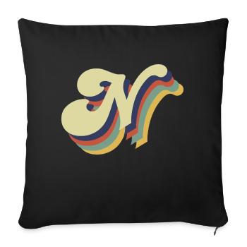 Retro Letter N - Sofa pillowcase 17,3'' x 17,3'' (45 x 45 cm) - black - Front