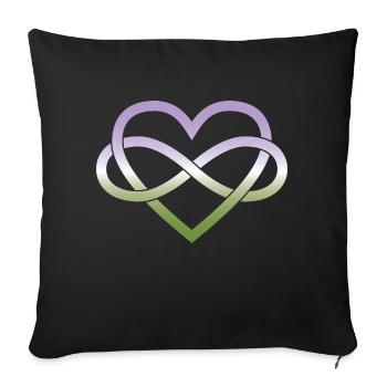 Polyamory Infinity Heart - Genderqueer - Sofa pillowcase 17,3'' x 17,3'' (45 x 45 cm) - black - Front