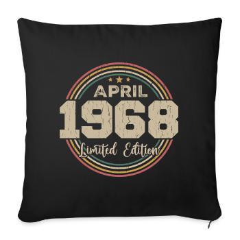 Avril 1968 Cadeau D'anniversaire Avril 1968 Retro - Housse de coussin décorative 45 x 45 cm - noir - Devant
