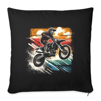 Retro Motocross Gift - Vintage Dirt Bike - Sofa pillowcase 17,3'' x 17,3'' (45 x 45 cm) - black - Front