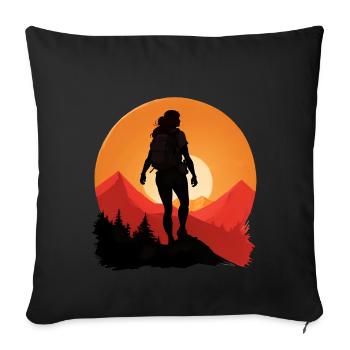 Hiking Hiking Female Woman - Sofa pillowcase 17,3'' x 17,3'' (45 x 45 cm) - black - Front