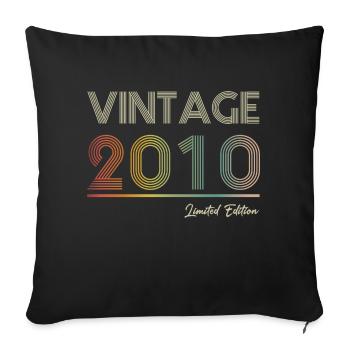 Vintage 2010 14 Year Old 14th Birthday Gift - Sofa pillowcase 17,3'' x 17,3'' (45 x 45 cm) - black - Front