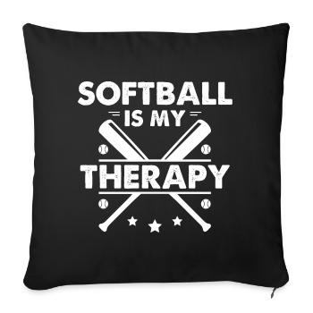 Le softball est ma thérapie - Housse de coussin décorative 45 x 45 cm - noir - Devant