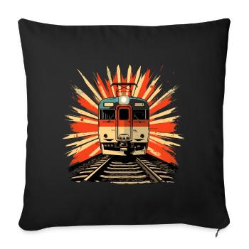 Railroad Illustration - Sofa pillowcase 17,3'' x 17,3'' (45 x 45 cm) - black - Front
