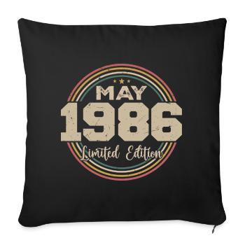 Mai 1986 Vintage Nées En Mai 1986 Anniversaire - Housse de coussin décorative 45 x 45 cm - noir - Devant
