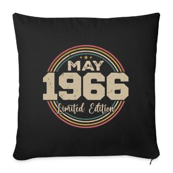 Mai 1966 Vintage Nées En Mai 1966 Anniversaire - Housse de coussin décorative 45 x 45 cm - noir - Devant