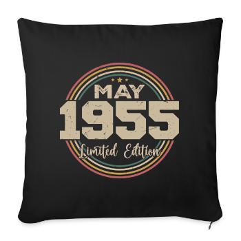 May 1955 Vintage Born In May 1955 Birthday - Sofa pillowcase 17,3'' x 17,3'' (45 x 45 cm) - black - Front