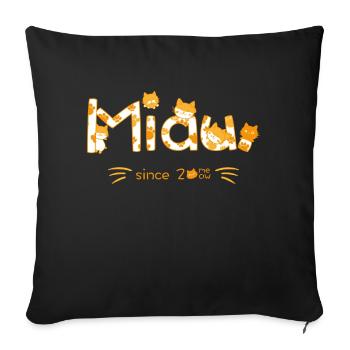 Meow lettering with cats - Sofa pillowcase 17,3'' x 17,3'' (45 x 45 cm) - black - Front