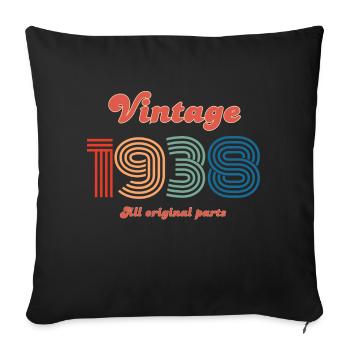 Vintage 1938 all original parts - Sofa pillowcase 17,3'' x 17,3'' (45 x 45 cm) - black - Front
