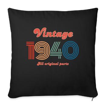 Vintage 1940 all original parts - Sofa pillowcase 17,3'' x 17,3'' (45 x 45 cm) - black - Front