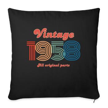 Vintage 1958 all original parts - Sofa pillowcase 17,3'' x 17,3'' (45 x 45 cm) - black - Front