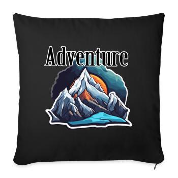 Aventure / Montagne / Pics / Randonnée / Tyrol - Housse de coussin décorative 45 x 45 cm - noir - Devant