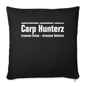 Carp Hunterz - crooked rods tight lines - Sofa pillowcase 17,3'' x 17,3'' (45 x 45 cm) - black - Front
