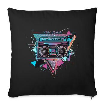 Cassette recorder in 80s neon graffiti look - Sofa pillowcase 17,3'' x 17,3'' (45 x 45 cm) - black - Front
