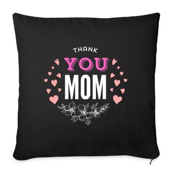 Merci maman, fête des mères - Housse de coussin décorative 45 x 45 cm - noir - Devant