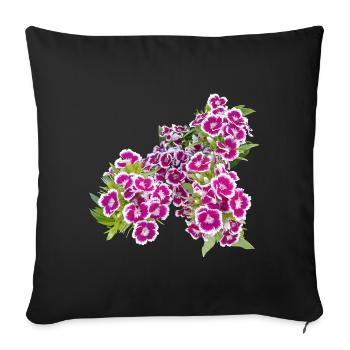 Poésie de l’œillet – focus sur les fleurs du jardin - Housse de coussin décorative 45 x 45 cm - noir - Devant