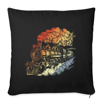 Locomotive à vapeur rétro - Housse de coussin décorative 45 x 45 cm - noir - Devant
