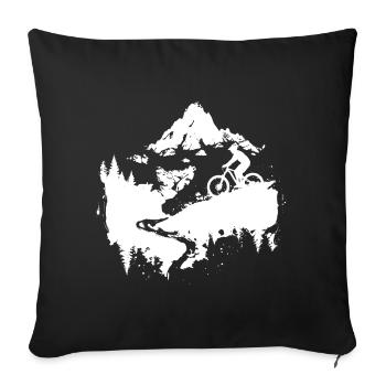 Mountain Biking Sketch - Sofa pillowcase 17,3'' x 17,3'' (45 x 45 cm) - black - Front