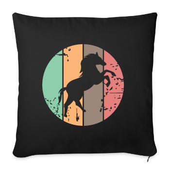 Icônes d’illustration d’animaux de galop de chevaux de couleurs rétro - Housse de coussin décorative 45 x 45 cm - noir - Devant