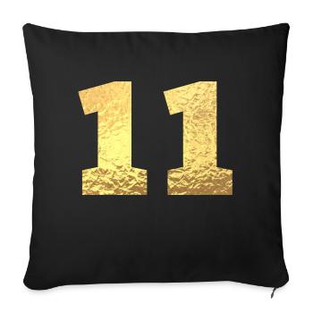 Nummer 11 Gold Glitter - 11. Jahrestag - Sofakissenbezug 45 x 45 cm - Schwarz - Vorne