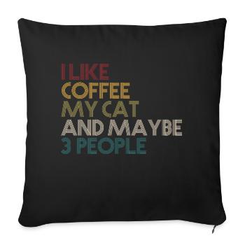 J’aime le café, mon chat et 3 personnes - Housse de coussin décorative 45 x 45 cm - noir - Devant