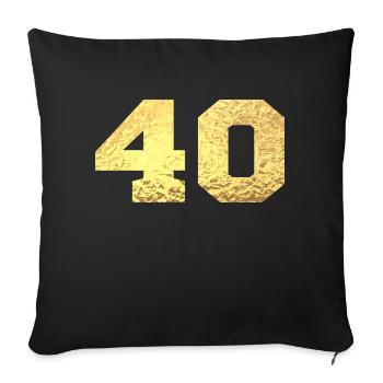 Numéro 40 paillettes doré - 40e anniversaire - Housse de coussin décorative 45 x 45 cm - noir - Devant