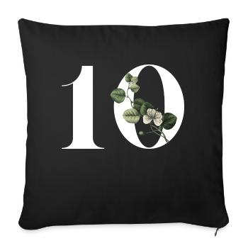 Numéro 10 floral vert -10e anniversaire floral - Housse de coussin décorative 45 x 45 cm - noir - Devant