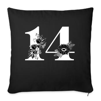 Number 14 Black Floral -14th Floral Birthday - Sofa pillowcase 17,3'' x 17,3'' (45 x 45 cm) - black - Front