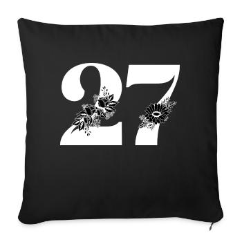 Number 27 Black Floral -27th Floral Anniversary - Sofa pillowcase 17,3'' x 17,3'' (45 x 45 cm) - black - Front