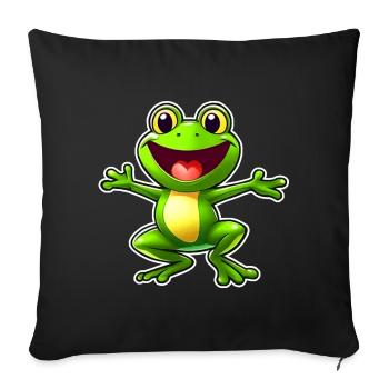 Drôle de grenouille verte dans le style bande dessinée - Housse de coussin décorative 45 x 45 cm - noir - Devant