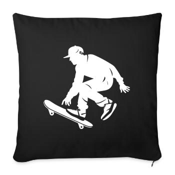 Garçon de planche à roulettes - Housse de coussin décorative 45 x 45 cm - noir - Devant