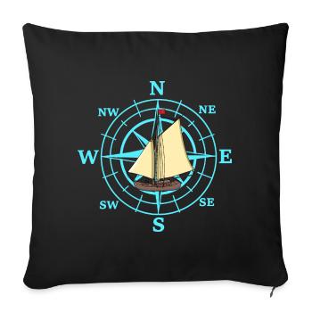 Compass Sailing Ship Ship Ships Travel - Sofa pillowcase 17,3'' x 17,3'' (45 x 45 cm) - black - Front