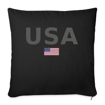 ÉQUIPE Bannière du drapeau américain des États-Unis en cours d’écriture - Housse de coussin décorative 45 x 45 cm - noir - Devant