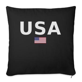 ÉQUIPE Bannière du drapeau américain des États-Unis en cours d’écriture - Housse de coussin décorative 45 x 45 cm - noir - Devant