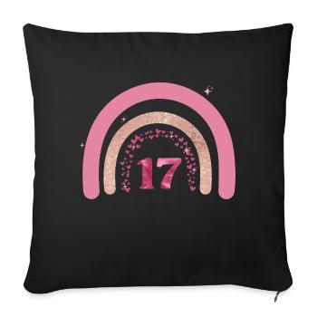 17th Birthday Rainbow Rose - Sofa pillowcase 17,3'' x 17,3'' (45 x 45 cm) - black - Front