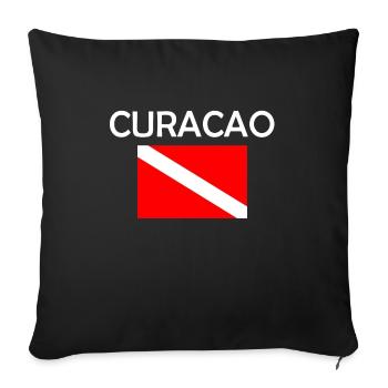 Curacao Diver Down Flag - Scuba - Diving - Tauchen - Sofakissenbezug 45 x 45 cm - Schwarz - Vorne