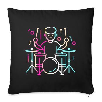 Drummer Boy Dessin - Housse de coussin décorative 45 x 45 cm - noir - Devant